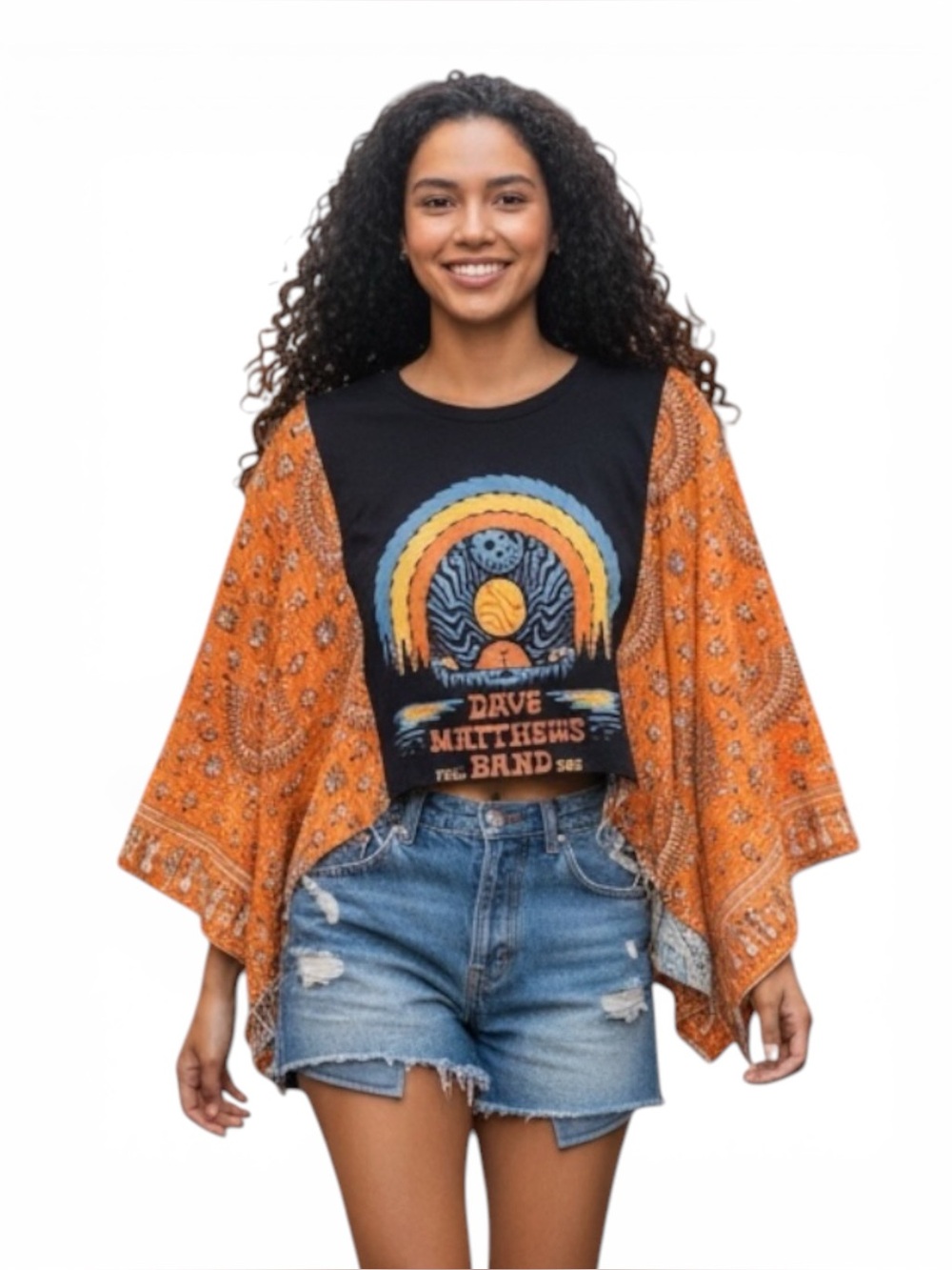 DAVE MATTHEWS BAND Reworked Band Tee Poncho Style Boho   Granny D Original OS